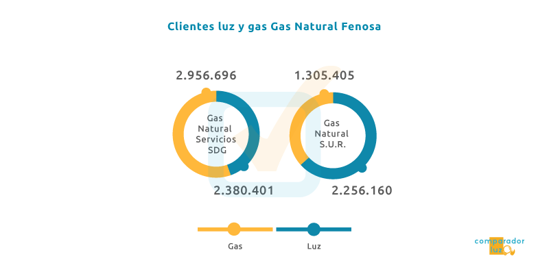 Clientes totales de Gas Natural Fenosa en 2017 Clientes de luz y gas de Gas Natural Fenosa en 2017
