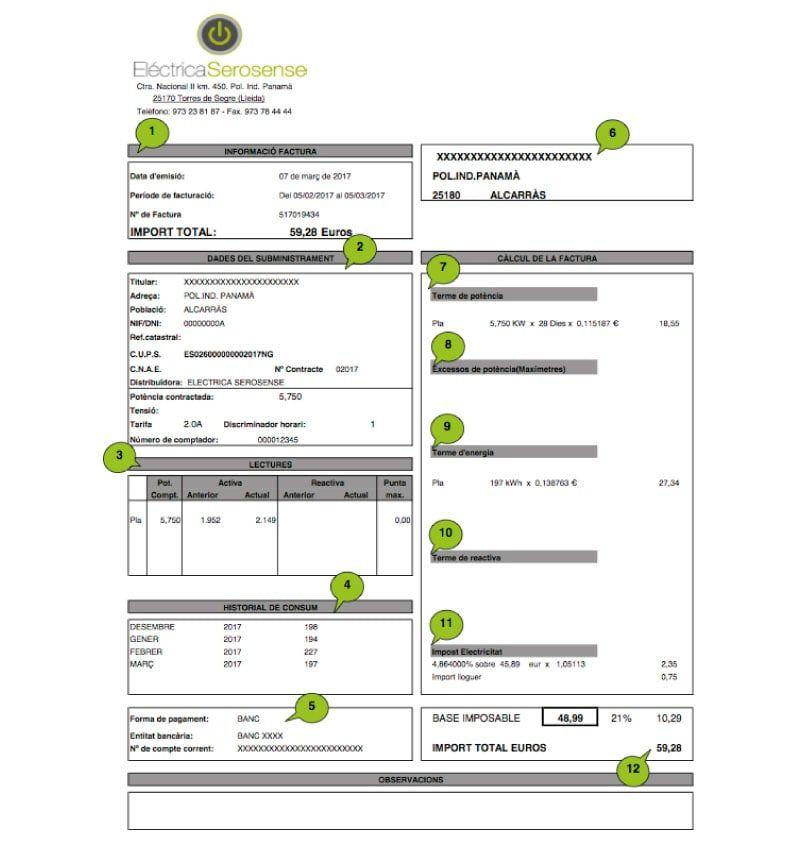 factura de luz Serosense